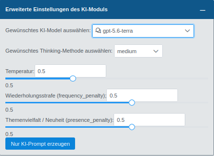 Erweiterte Einstellungen des KI-Moduls