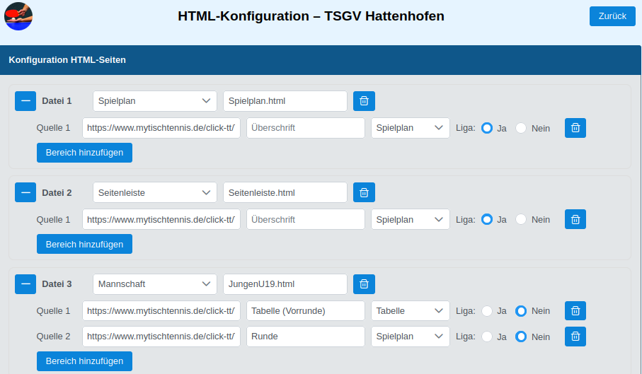 iFrame-Seiten konfigurieren
